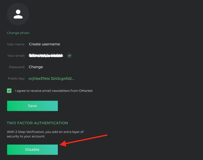 dmarket disable 2fa on dmarket