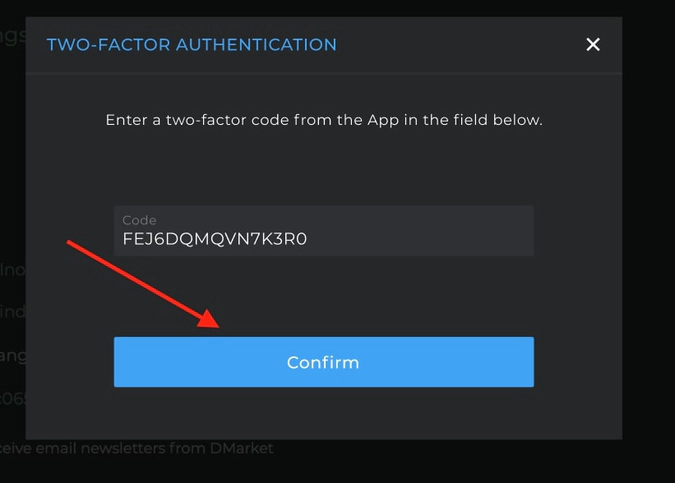 dmarket disable 2fa on dmarket confirmation