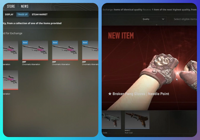 trade up contract example with cs2 gloves