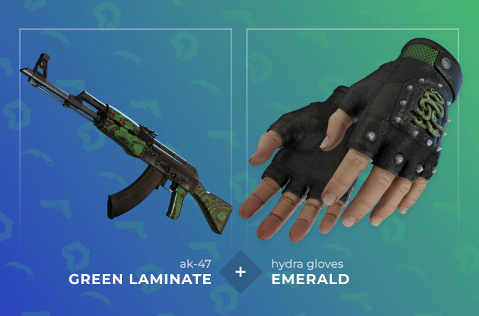 AK-47 Green Laminate and Hydra Gloves Emerald combo