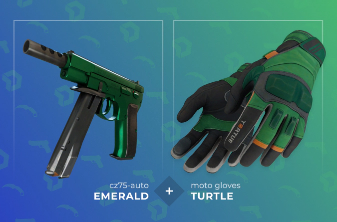 CZ75-Auto Emerald and Moto Gloves Turtle combo