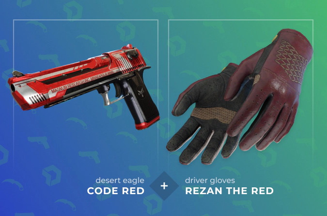 Desert Eagle Code Red and Driver Gloves Rezan the Red combo