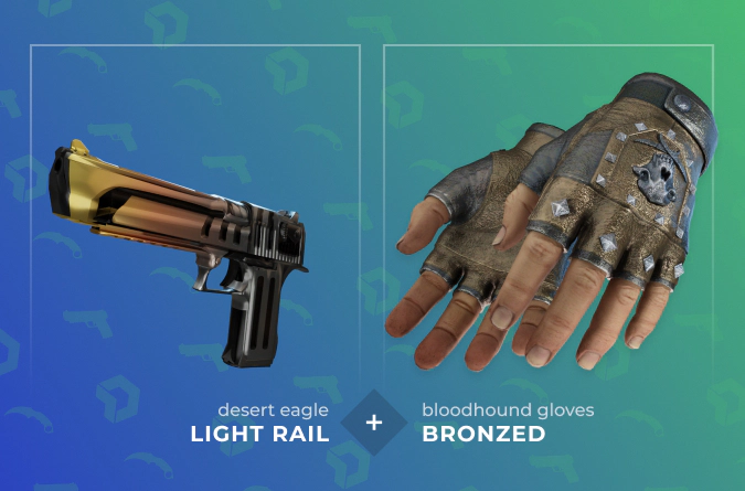 Desert Eagle Light Rail and Bloodhound Gloves Bronzed combo