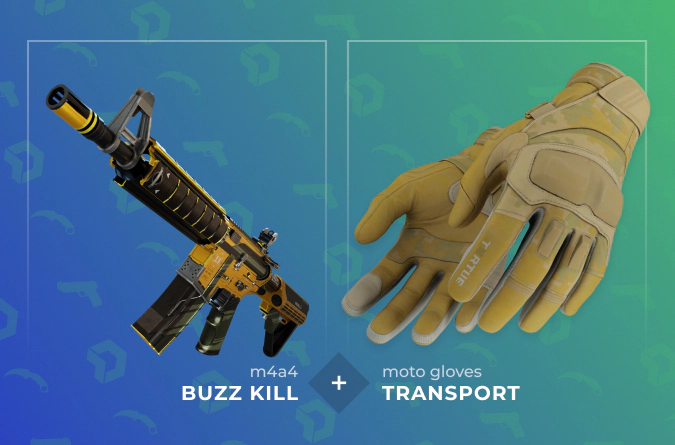 M4A4 Buzz Kill and Moto Gloves Transport combo