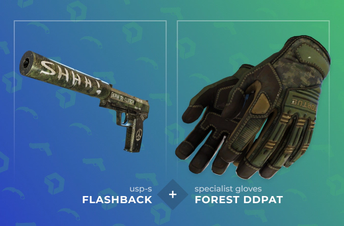 USP-S Flashback and Specialist Gloves Forest DDPAT combo