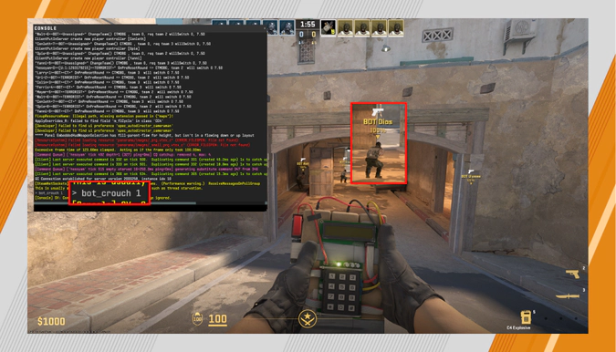 bot_crouch 1 command in CS2
