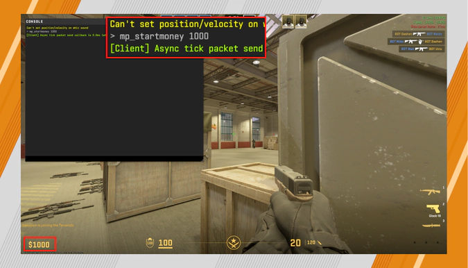 mp_startmoney 1000 command in CS2