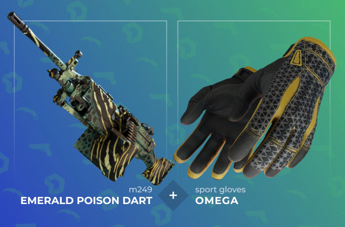M249 Emerald Poison Dart and Sport Gloves Omega combination