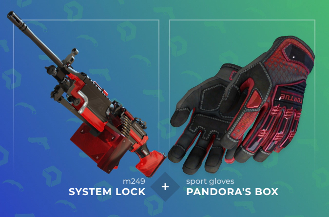 M249 System Lock and Specialist Gloves Crimson Kimono combination