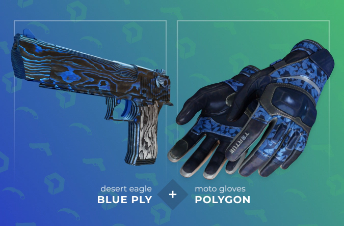 Desert Eagle Blue Ply and Moto Gloves Polygon combination