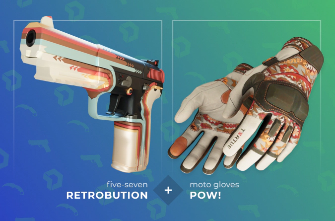 Five-SeveN Retrobution and Moto Gloves POW! combination