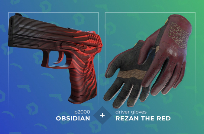 P2000 Obsidian and Driver Gloves Rezan the Red combination