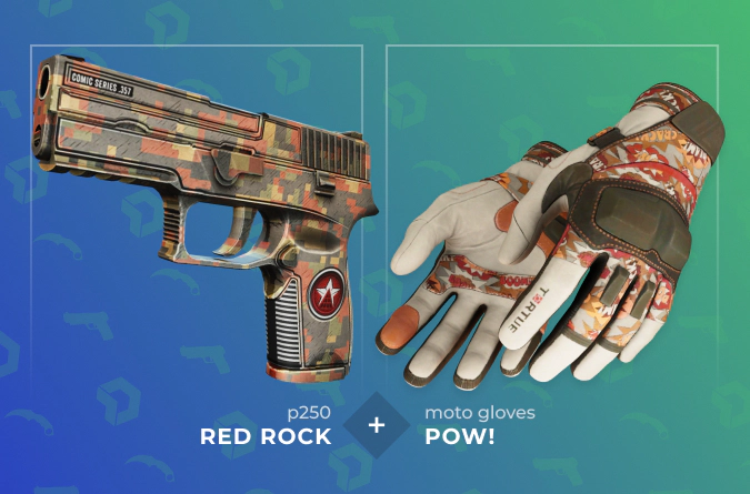 P250 Red Rock and Moto Gloves POW! combination