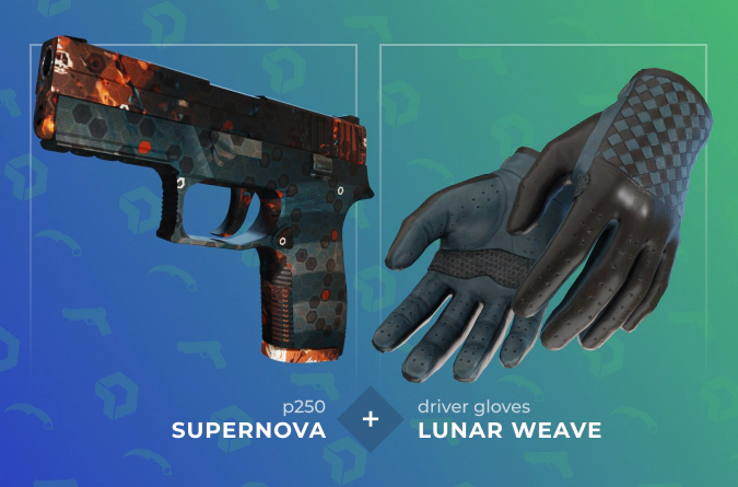 P250 Supernova and Driver Gloves Lunar Weave combination