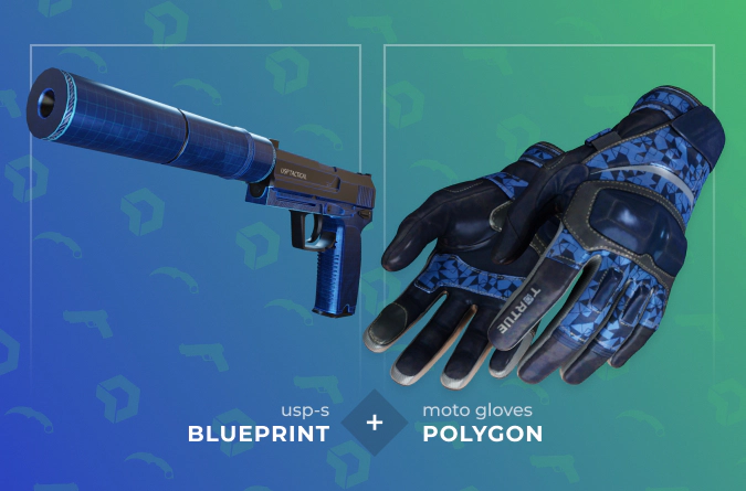 USP-S Blueprint and Moto Gloves Polygon combination
