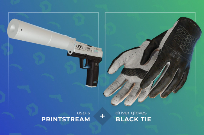 USP-S Printstream and Driver Gloves  Black Tie combination