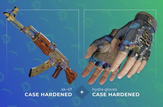 AK-47 Case Hardened and Hydra Gloves Case Hardened