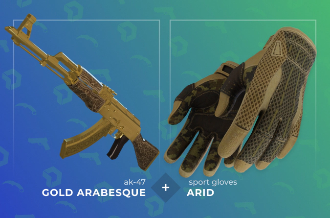 AK-47 Gold Arabesque and Sport Gloves Arid