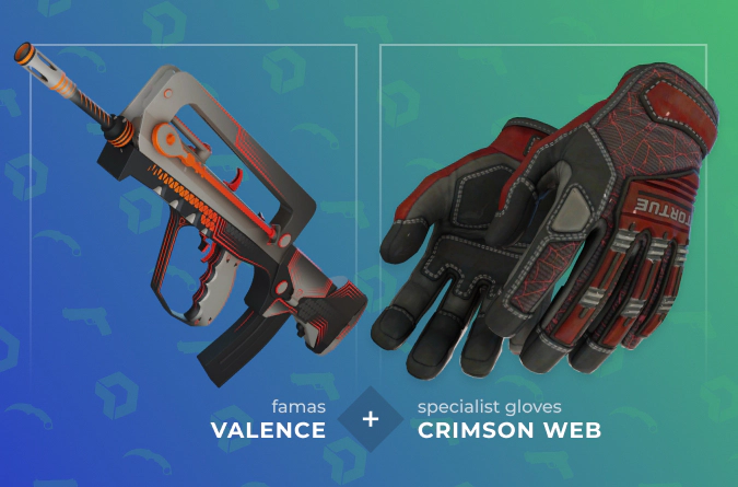 FAMAS Valence and Specialist Gloves Crimson Web