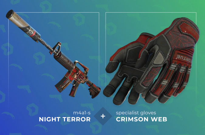 M4A1-S Night Terror and Specialist Gloves Crimson Web