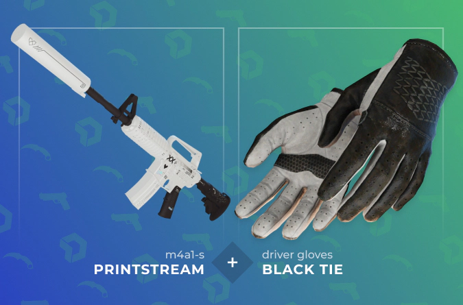 M4A1-S Printstream and Driver Gloves Black Tie