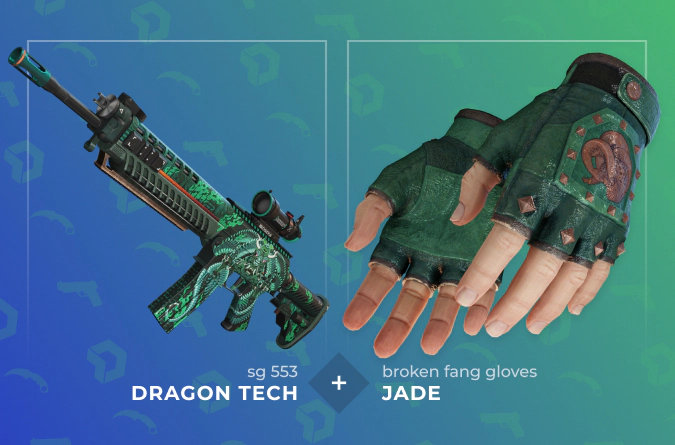 SG 553 Dragon Tech and Broken Fang Gloves Jade