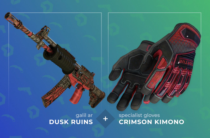 Galil AR Dusk Ruins and Specialist Gloves Crimson Kimono