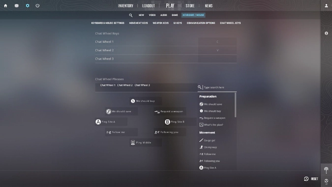 CS2 keyboard settings: Chat Wheel
