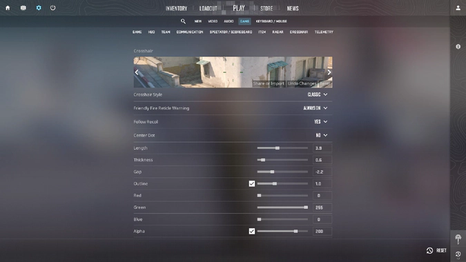 Crosshair settings in the standard CS2 menu: How to set up your best Counter-Strike crosshair