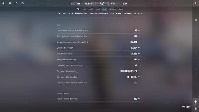 CS2 settings that help you win: the Item section