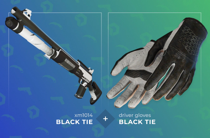 XM1014 Black Tie and Driver Gloves Black Tie combination