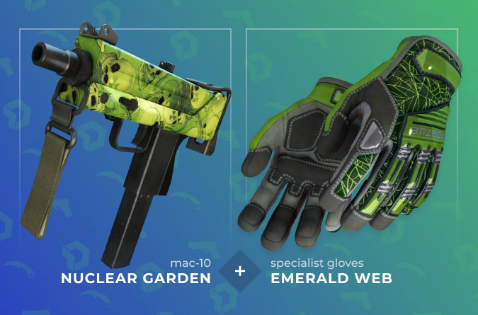 MAC-10 Nuclear Garden and Specialist Gloves Emerald Web