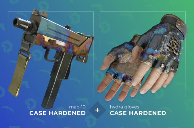 Mac-10 Case Hardened and Hydra Gloves Case Hardened