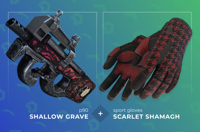 P90 Shallow Grave and Sport Gloves Scarlet Shamagh