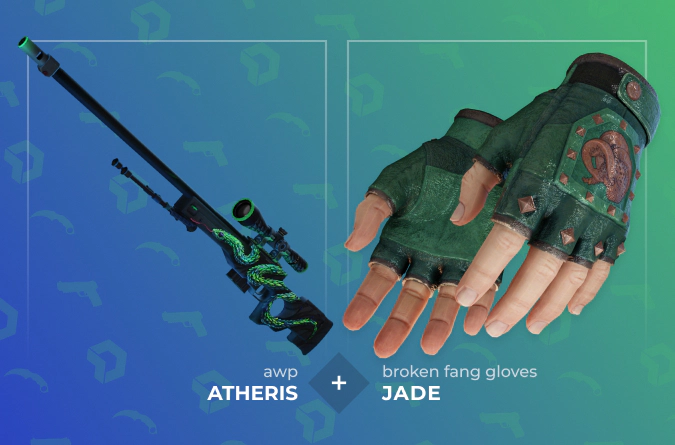 AWP Atheris and Broken Fang Gloves Jade combo