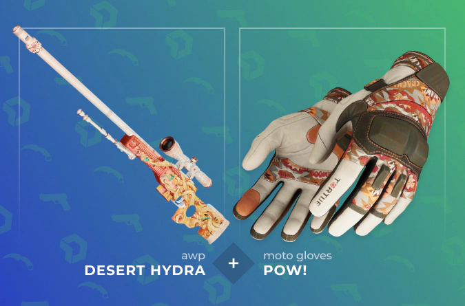 AWP Desert Hydra and Moto Gloves POW! combo