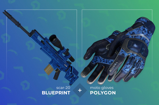 SCAR-20 Blueprint and Moto Gloves Polygon combo
