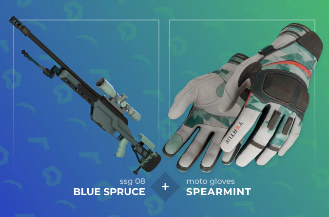 SSG 08 Blue Spruce and Moto Gloves Spearmint combo