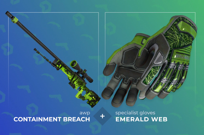 AWP Containment Breach and Specialist Gloves Emerald Web combo