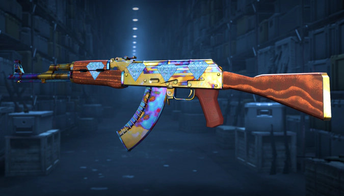 AK-47 Case Hardened + 4 stickers Blue Gem (Glitter)