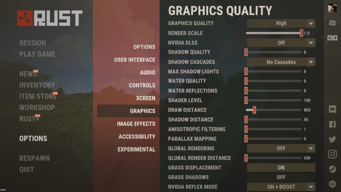 rust graphics quality settings