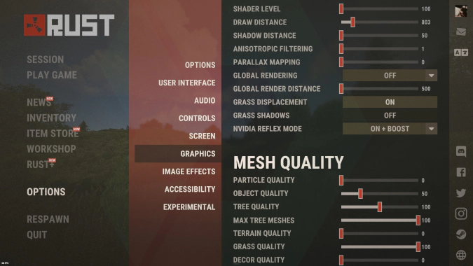 rust mesh quality settings