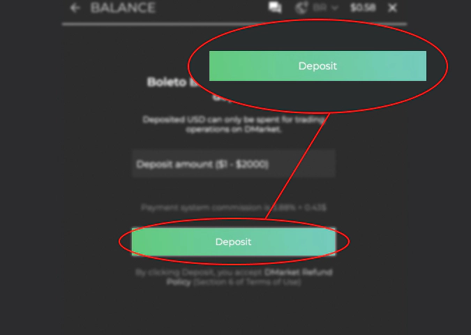 Deposit via Boleto Flash on DMarket