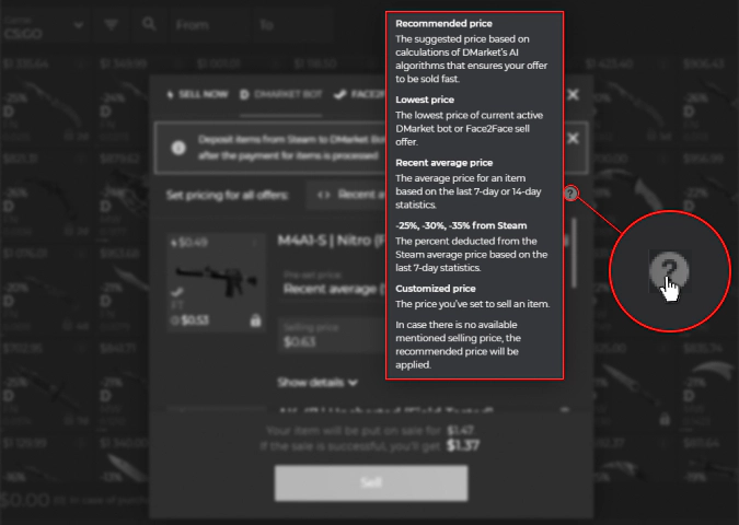 New trading functionalities explanations on DMarket