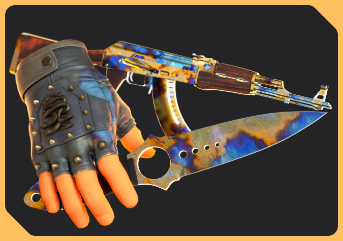 different cs2 items with case hardened skins