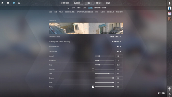 cs2 crosshair settings