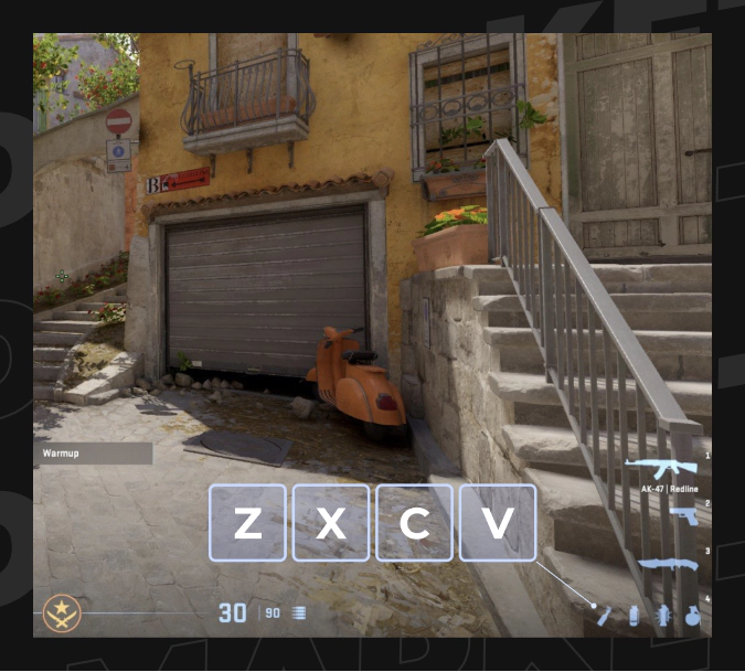 grenades assigned for ZXCV in CS2