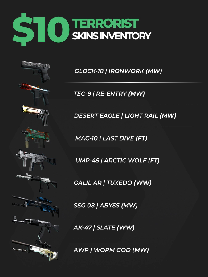 Terrorist CS2 inventory worth $10