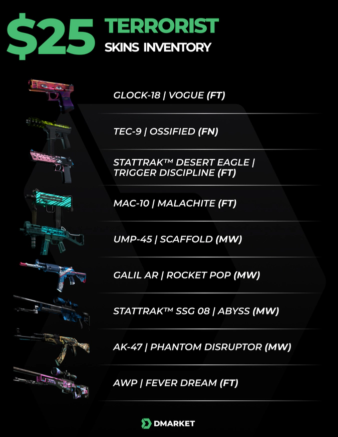 Terrorist CS2 inventory worth $25