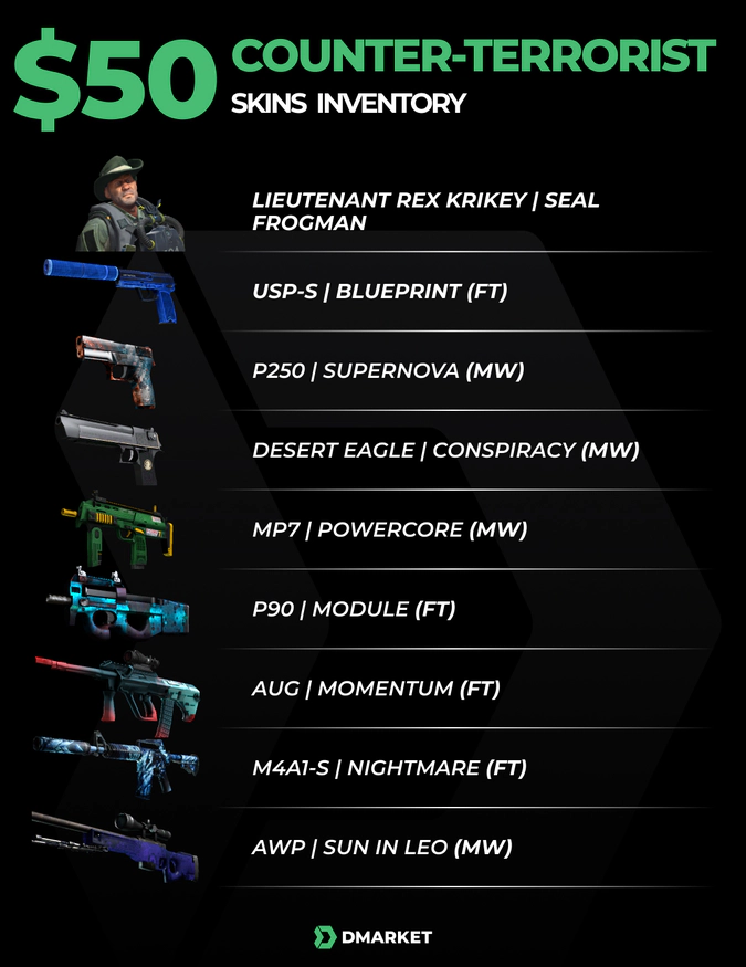 Counter-terrorist CS2 inventory worth $50